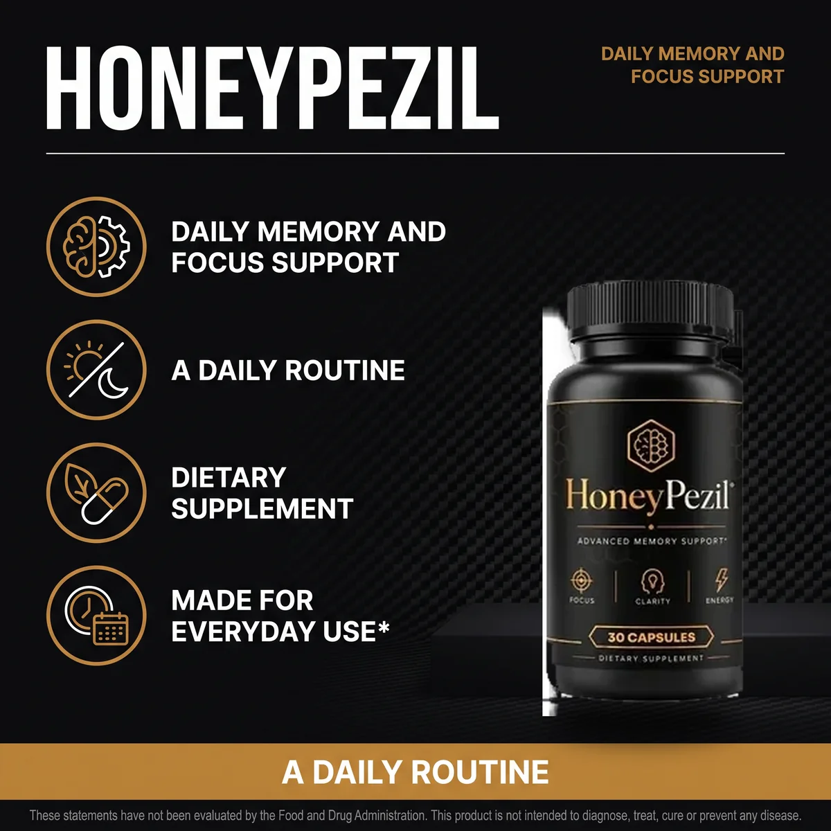 HoneyPezil daily memory and focus support supplement for everyday use